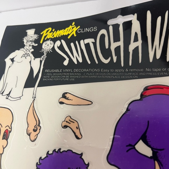 VTG 1996 Prismatix Halloween Vinyl Window  Clings Owl Bat Scarecrow Pumpkin Cats - Picture 8 of 11